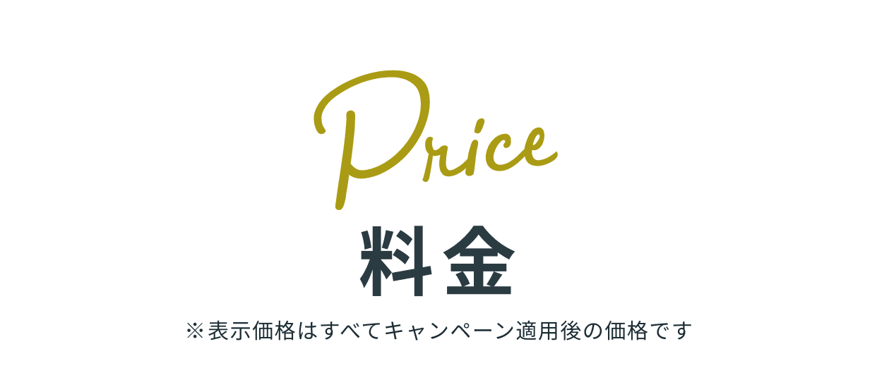 料金 ※​表示価格はすべてキャンペーン適用後の価格です